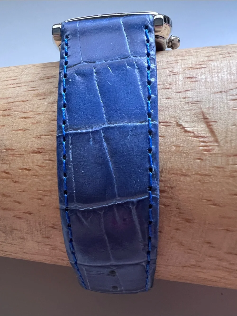 Vintage Ecclissi Blue MOP Dial Crystal Bezel Blue Leather Band Watch